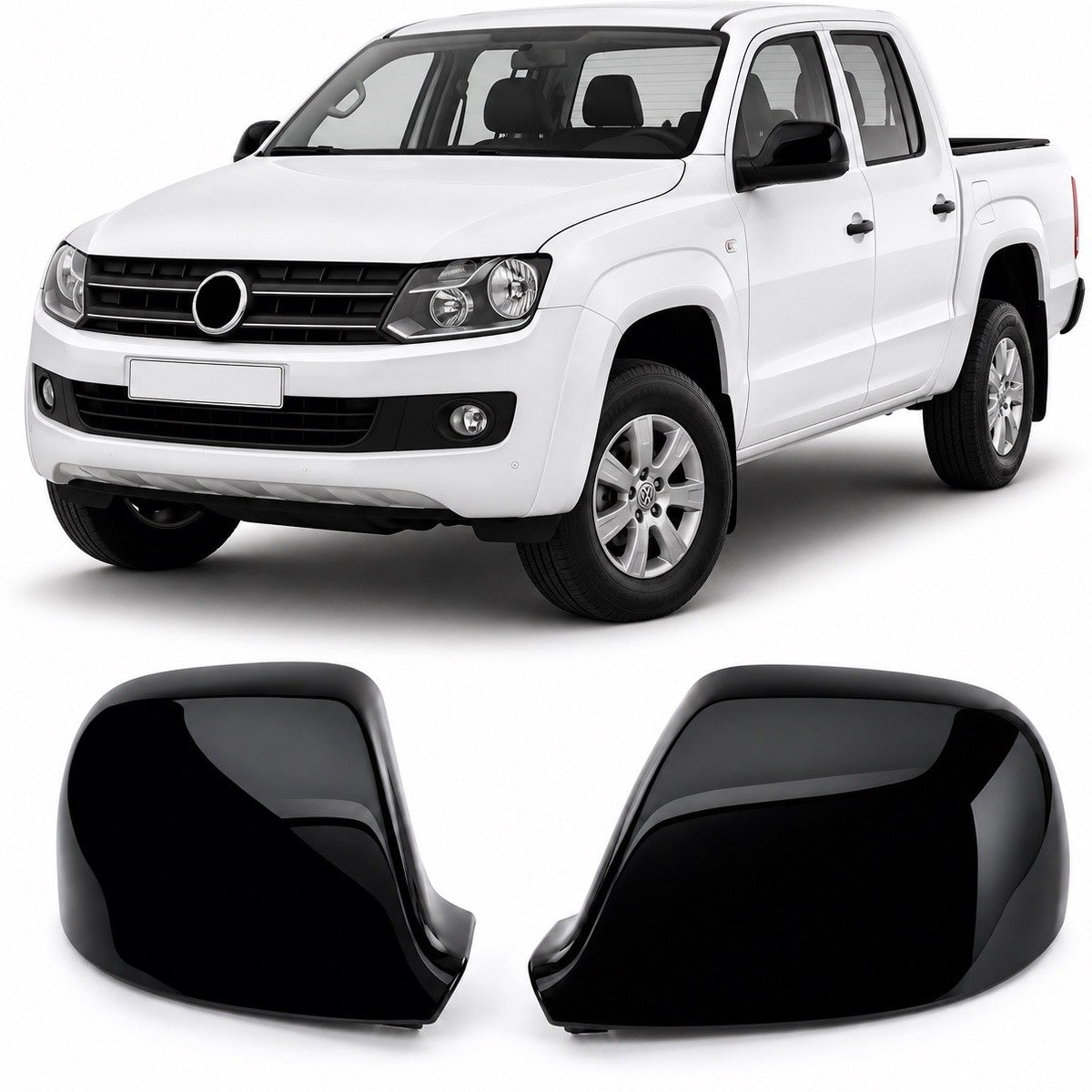 Spiegelabdeckung Ersatzset Hochglanz Schwarz passend für VW Bus T5.2 T6 T6.1 Amarok