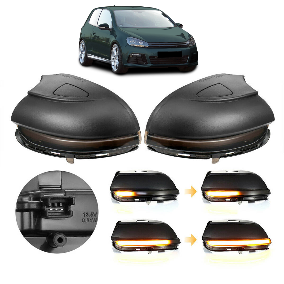 Dynamisches LED Seitenspiegel Blinker Set passend für VW Golf 6 2008-2015