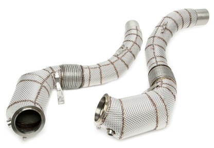 TA Technix Downpipe mit Hitzeschild und Katalysator passend für BMW 5er Typ G30,G30N, 7er Serie Typ G11N/G12N, 8er Serie T...
