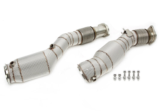 TA Technix Downpipe mit Hitzeschild und Katalysator passend für BMW X3er M Modelle Typ F97, X4er M Modelle Typ F98 - Motor...