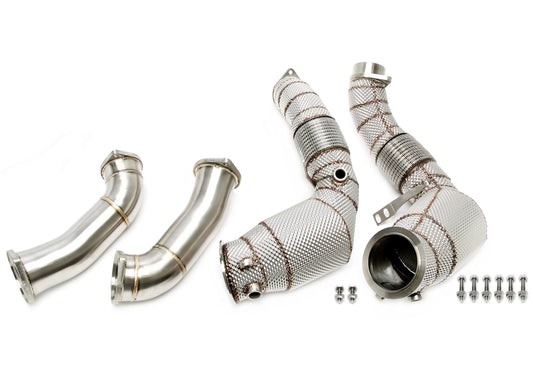 TA Technix Downpipe mit Hitzeschild und Katalysator passend für BMW 5er Serie M5 Typ F90, 8er Serie M8 Typ F91/F92/F93 - M...