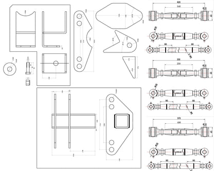 TA Technix universelles parallel 4-​Link Kit +Panhardstabkit / Umrüstset für Blattfedernsysteme auf Airride oder Airride/G...