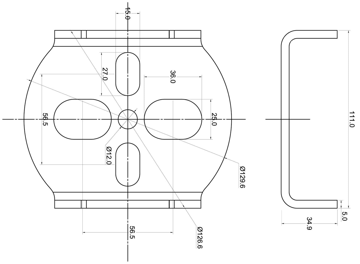 TA Technix universelle Achsköper-​Balgplatte mit 2-1/4" Aufnahme