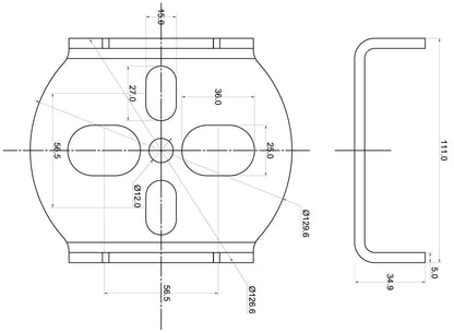 TA Technix universelle Achsköper-​Balgplatte mit 2-1/4" Aufnahme