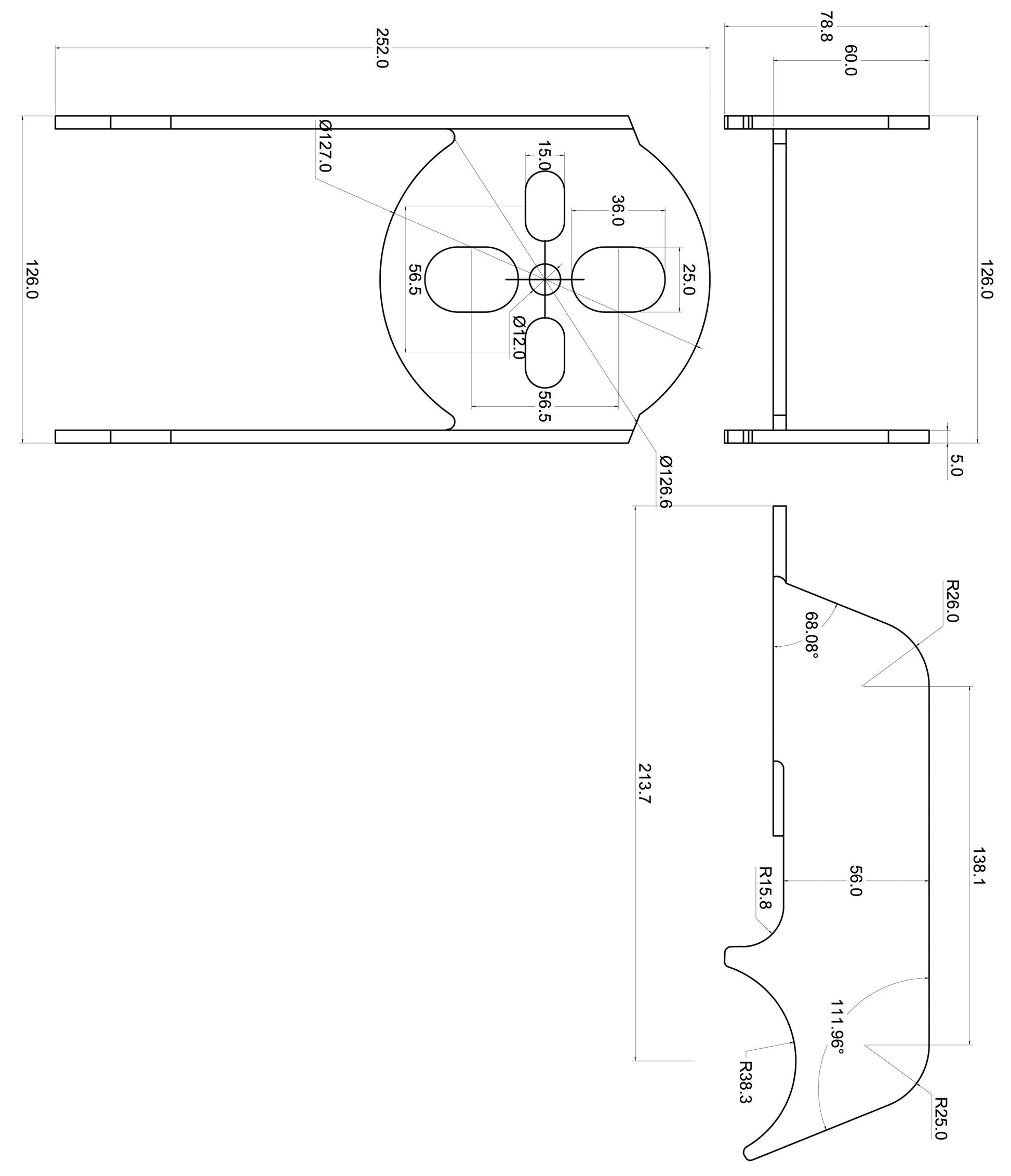 TA Technix universelle Balgplatte mit 2-3/4" Aufnahme am Achskörper