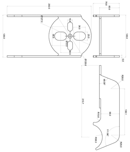 TA Technix universelle Balgplatte mit 2-3/4" Aufnahme am Achskörper