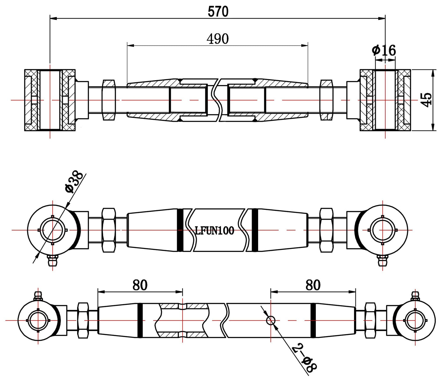 TA Technix universelle Zugstrebe / Querstabilisator 570-​650mm