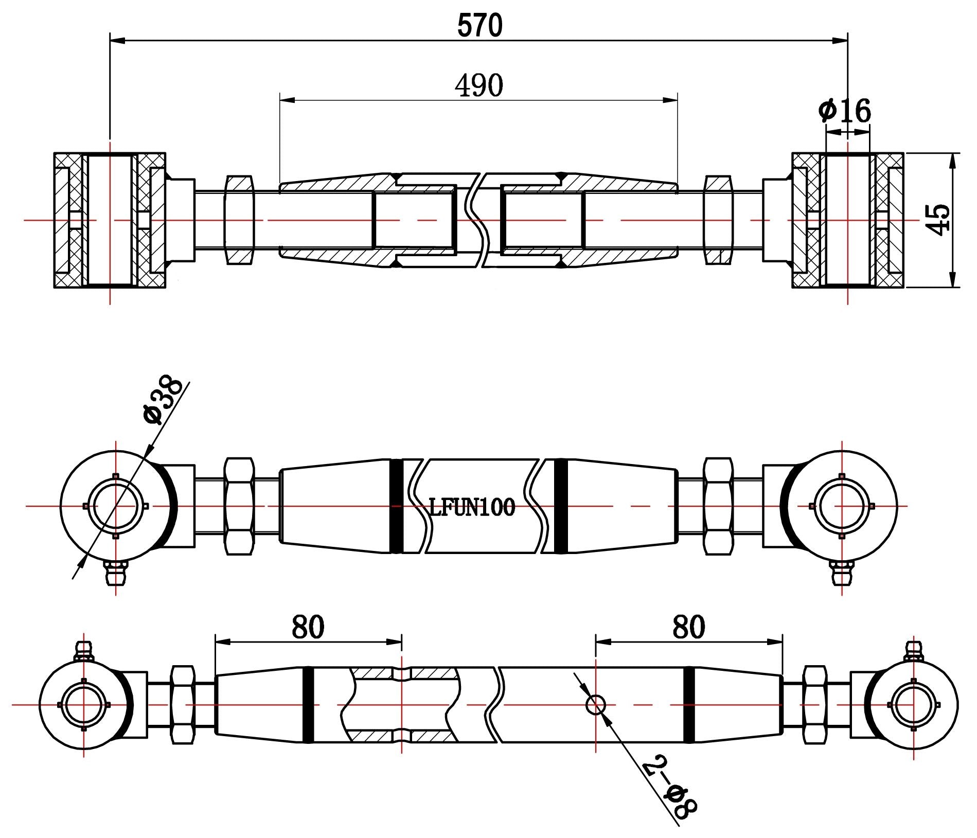 TA Technix universelle Zugstrebe / Querstabilisator 570-​650mm