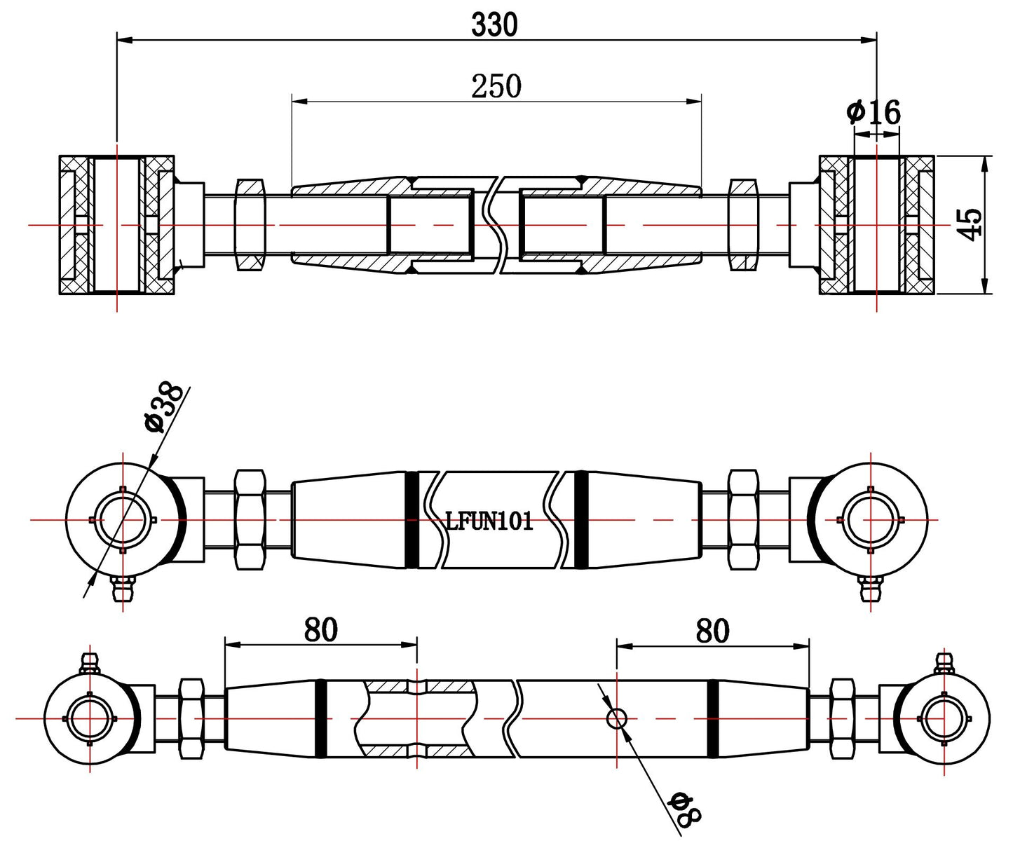 TA Technix universelle Zugstrebe / Querstabilisator 330-​410mm