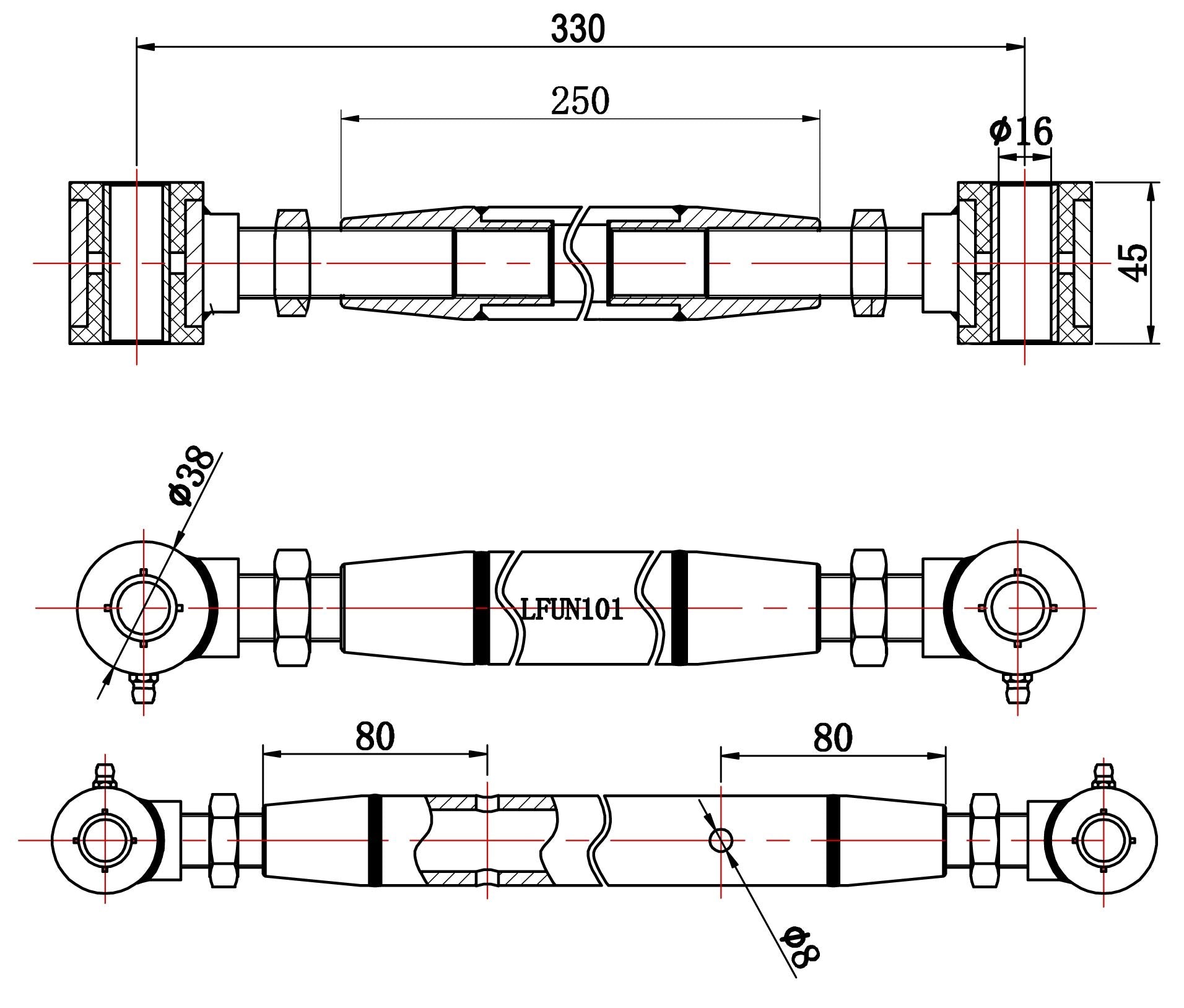 TA Technix universelle Zugstrebe / Querstabilisator 330-​410mm