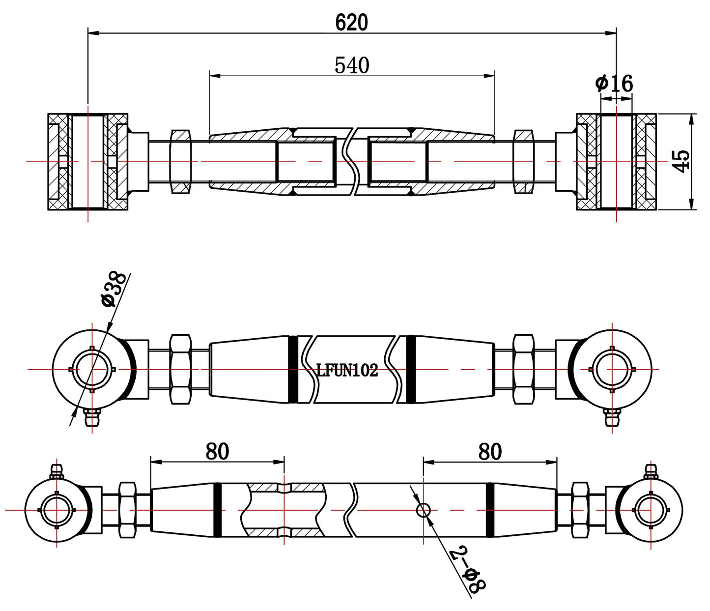 TA Technix universelle Zugstrebe / Querstabilisator 620 -​700mm