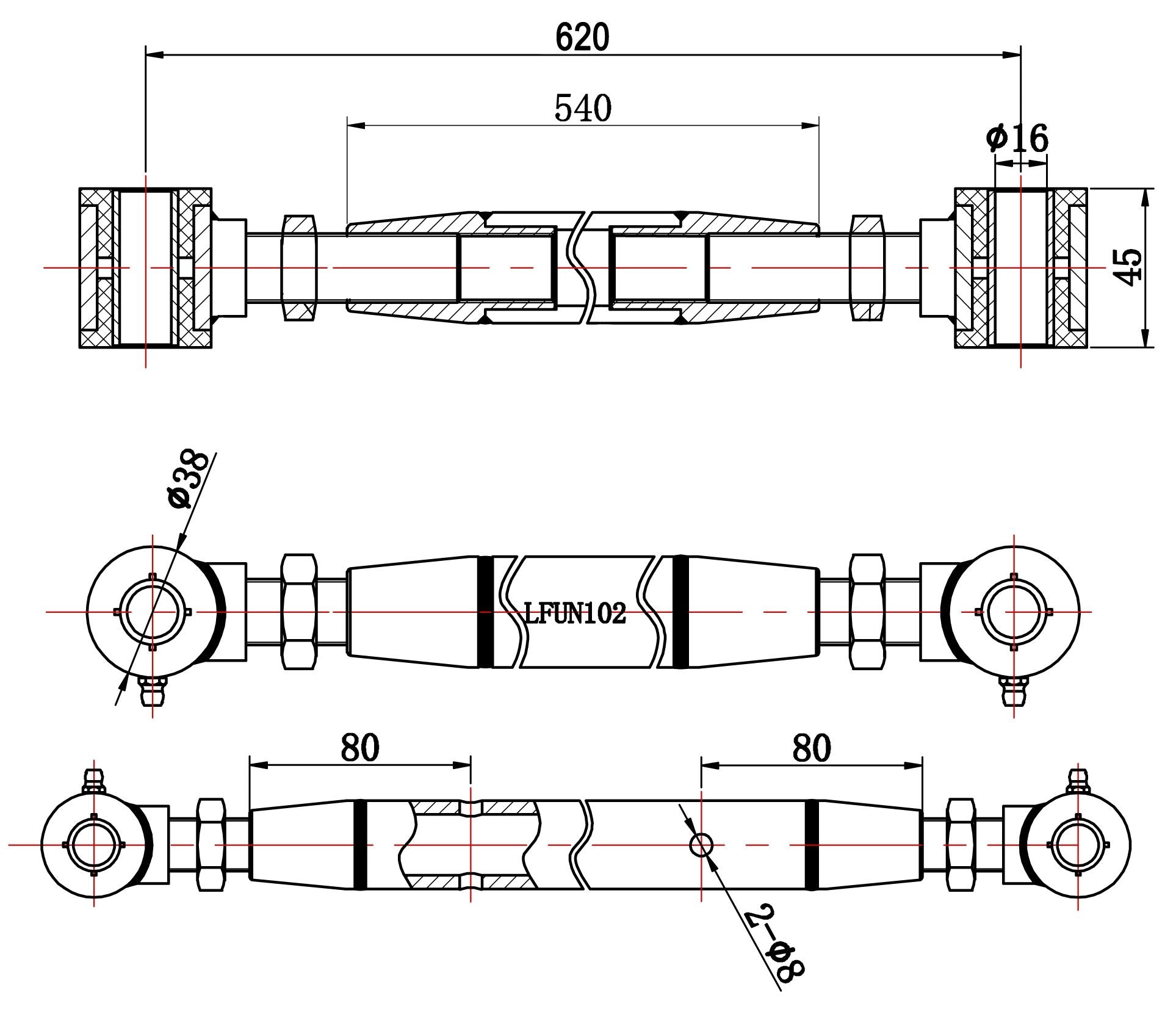 TA Technix universelle Zugstrebe / Querstabilisator 620 -​700mm