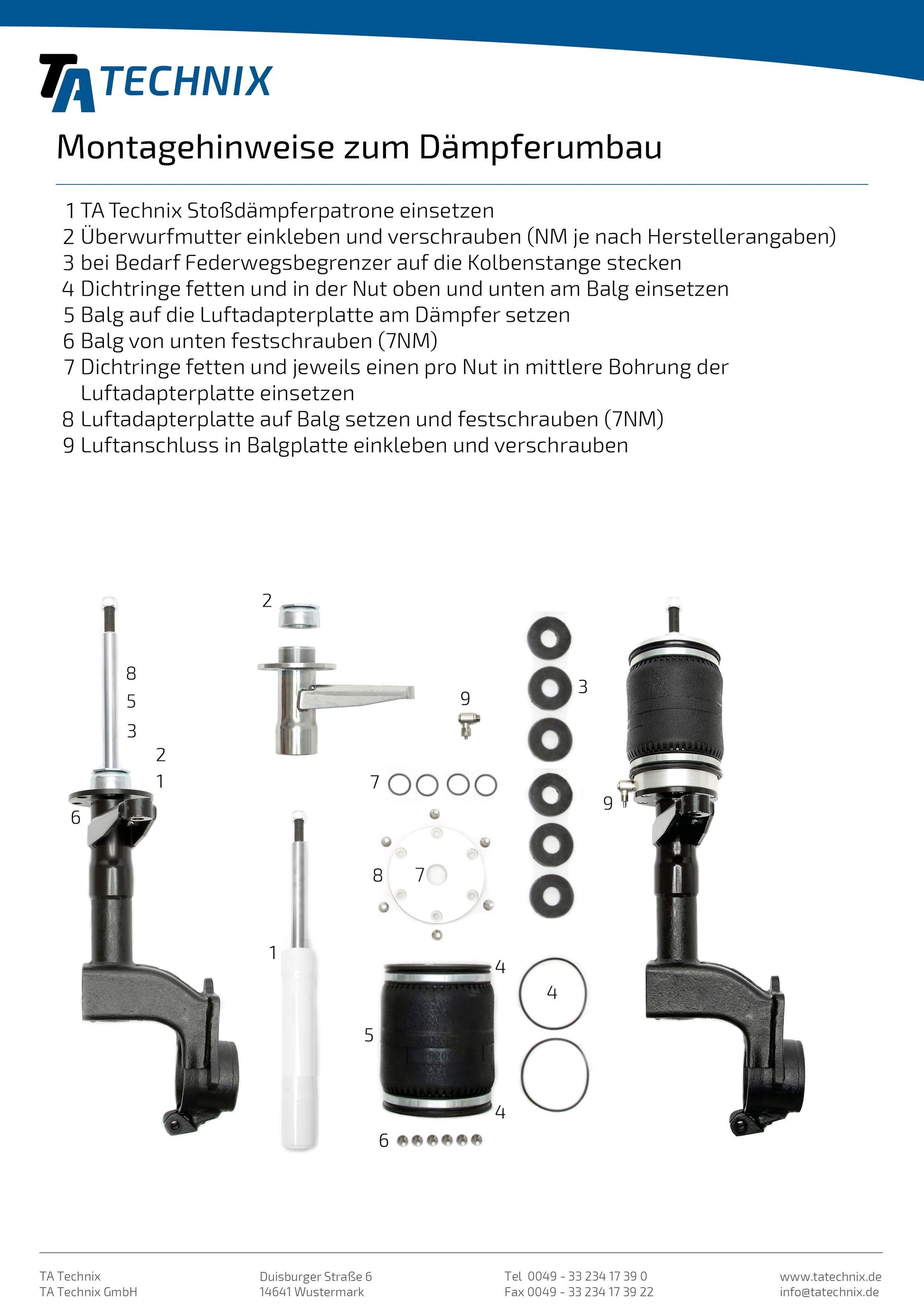 TA Technix Luftdämpfersatz passend für VW Passat 32 (B1)