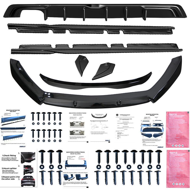 Oneway Kompletter Umbausatz passend für Seat Leon (5F) HB 5-türer FR Facelift 2017-2020 - Schwarz glänzend