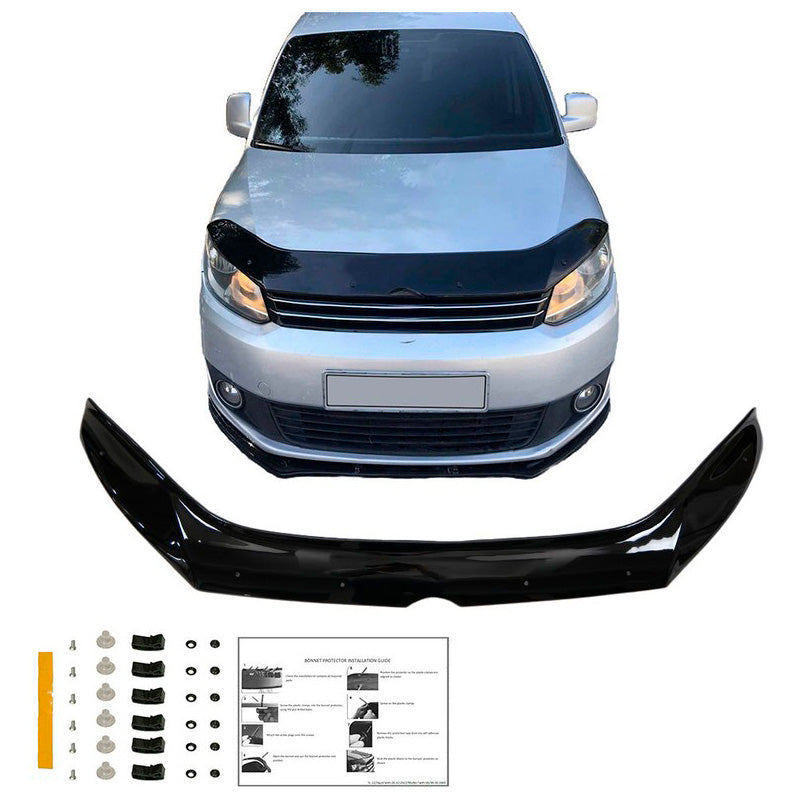Oneway Motorhaubenschutz passend für Volkswagen Caddy MK3 Facelift 2010-2015 - Schwarz glänzend