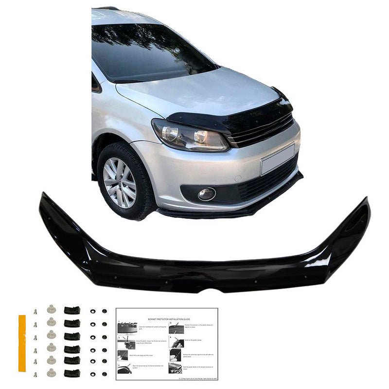 Oneway Motorhaubenschutz passend für Volkswagen Caddy MK3 Facelift 2010-2015 - Schwarz glänzend