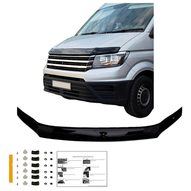 Oneway Motorhaubenschutz passend für Volkswagen Crafter MK2 2016- & MAN TGE MK1 PreFacelift 2016- - Schwarz glänzend