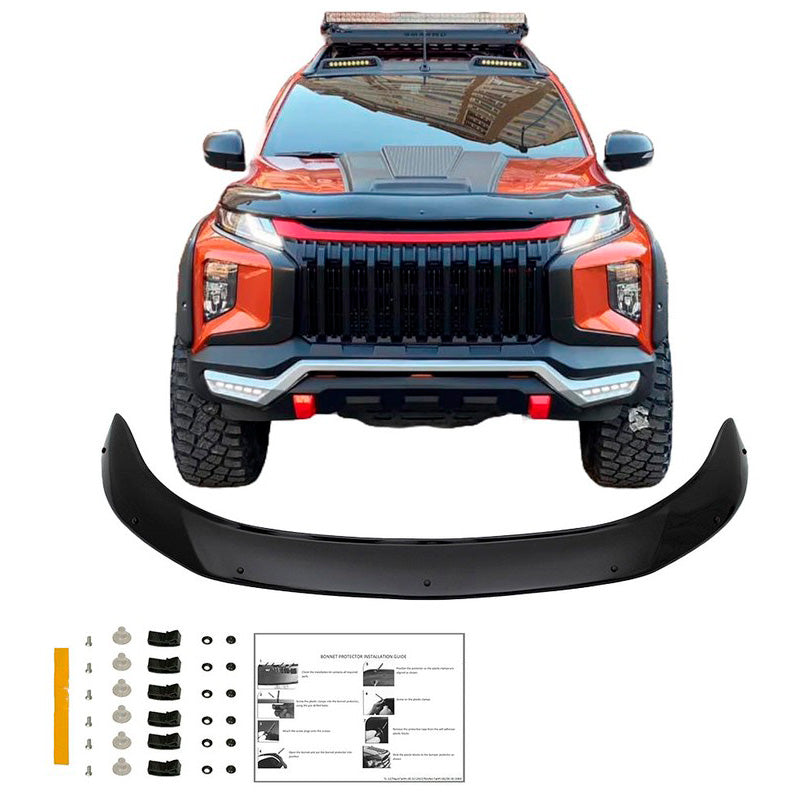 Oneway Motorhaubenschutz passend für Mitsubishi L200 Triton 6 2019- - Schwarz glänzend
