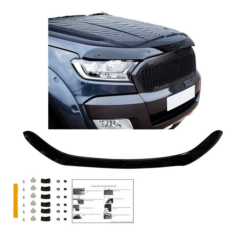 Oneway Motorhaubenschutz passend für Ford Ranger T7/T8 2015-2022 - Schwarz glänzend