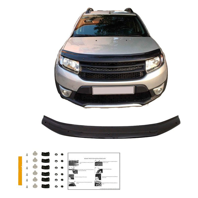 Oneway Motorhaubenschutz passend für Dacia Sandero Stepway II (B52) 2012-2020 - Schwarz glänzend