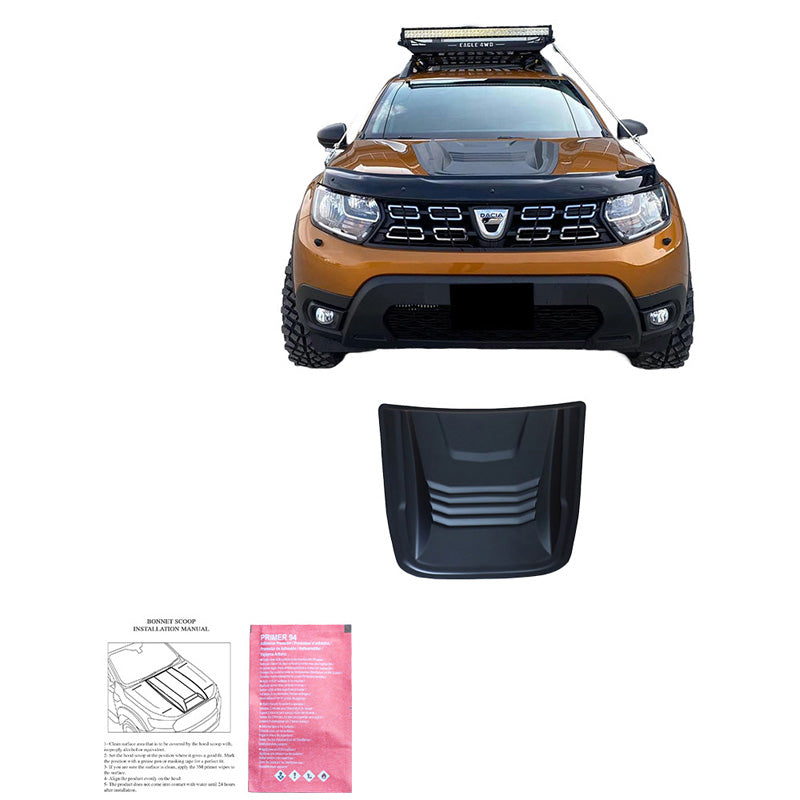 Oneway Motorhaubenhutze passend für Dacia Duster I 2010-2017 & Duster II 2018-2024 - Mattschwarz
