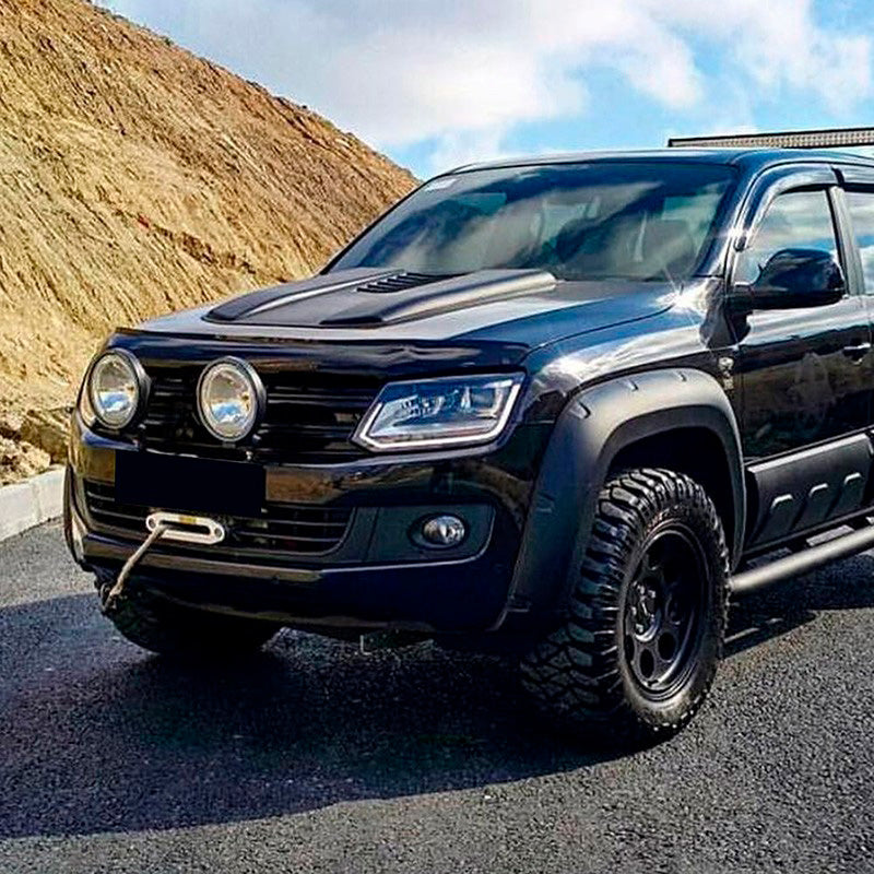 Oneway Motorhaubenhutze passend für Volkswagen Amarok MK1 2010-2022 & Nissan Navara D40 2005-2010 - Mattschwarz