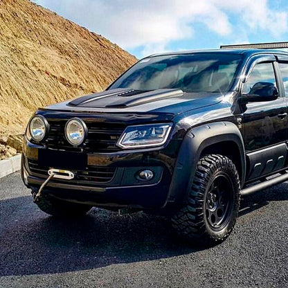 Oneway Motorhaubenhutze passend für Volkswagen Amarok MK1 2010-2022 & Nissan Navara D40 2005-2010 - Mattschwarz