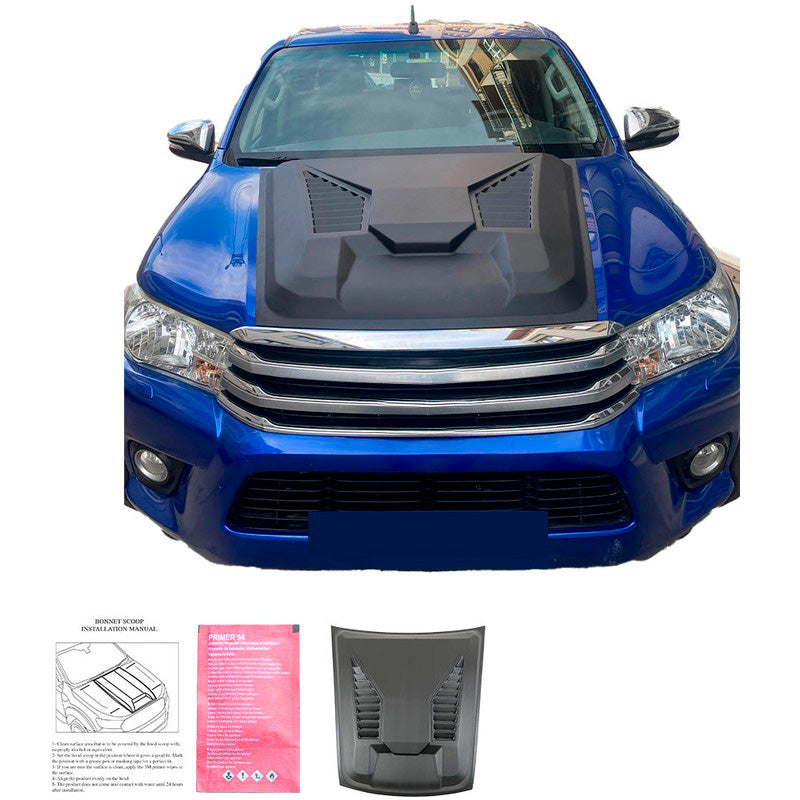 Oneway Motorhaubenhutze passend für Toyota Hilux 8.Gen. 2015-2020 - Version 2 - Mattschwarz