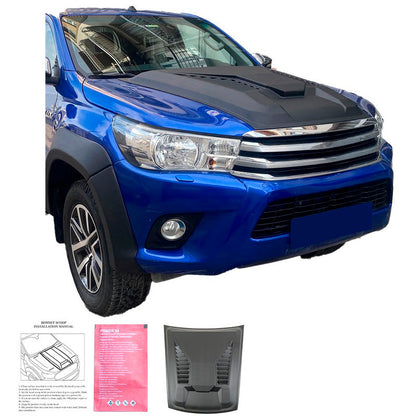 Oneway Motorhaubenhutze passend für Toyota Hilux 8.Gen. 2015-2020 - Version 2 - Mattschwarz