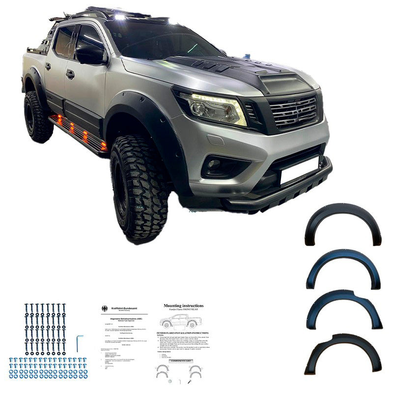 Oneway Satz Kotflügelverbreiterungen passend für Nissan Navara NP300 (D23) 2017-2021 - Mattschwarz
