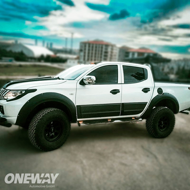Oneway Satz Kotflügelverbreiterungen passend für Mitsubishi L200 Triton 5 2015-2019 & Fiat Fullback 2015-2019 - Mattschwarz