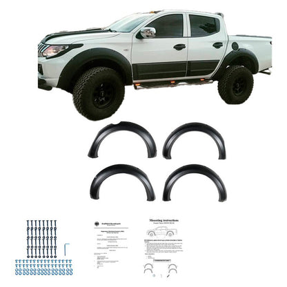 Oneway Satz Kotflügelverbreiterungen passend für Mitsubishi L200 Triton 5 2015-2019 & Fiat Fullback 2015-2019 - Mattschwarz