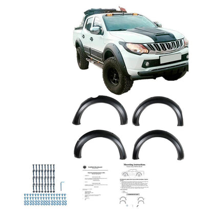 Oneway Satz Kotflügelverbreiterungen passend für Mitsubishi L200 Triton 5 2015-2019 & Fiat Fullback 2015-2019 - Mattschwarz
