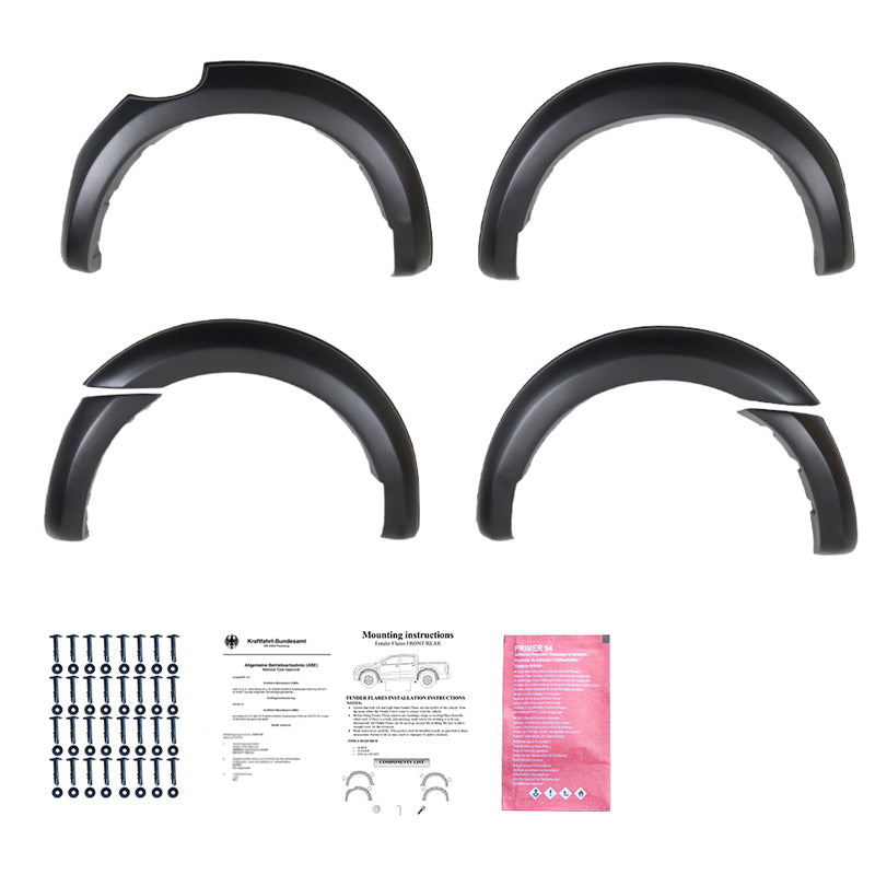 Oneway Satz Kotflügelverbreiterungen passend für Ford Ranger T6/T7/T8 2012-2022 (Geklebt) - Mattschwarz