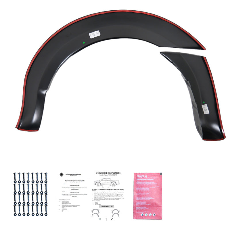 Oneway Satz Kotflügelverbreiterungen passend für Ford Ranger T6/T7/T8 2012-2022 (Geklebt) - Mattschwarz