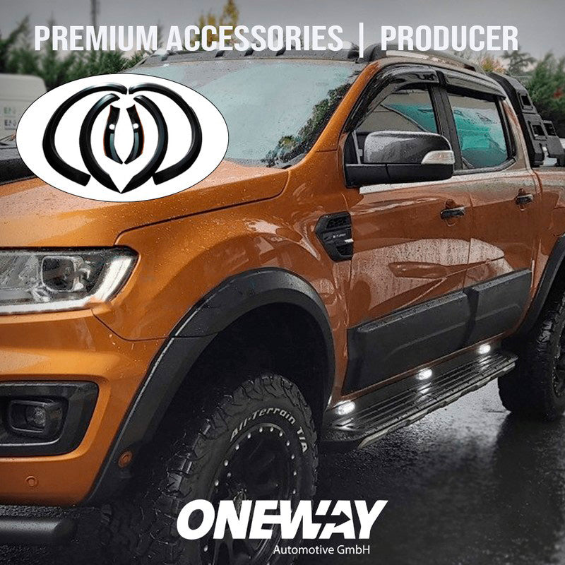 Oneway Satz Kotflügelverbreiterungen passend für Ford Ranger T8 2019-2022 (mit Klebeband) - Mattschwarz