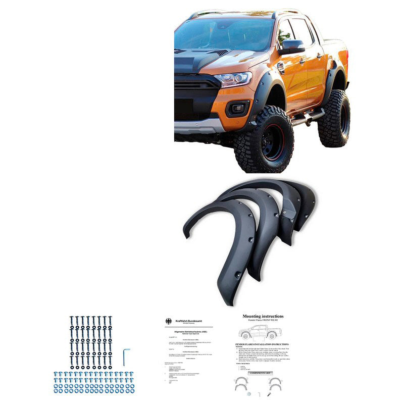 Oneway Satz Kotflügelverbreiterungen passend für Ford Ranger T8 2019-2022 - Mattschwarz