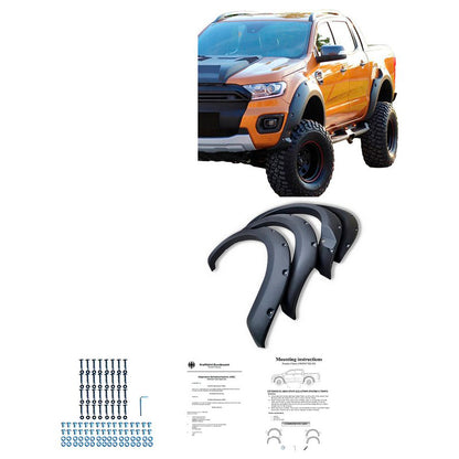 Oneway Satz Kotflügelverbreiterungen passend für Ford Ranger T8 2019-2022 - Mattschwarz