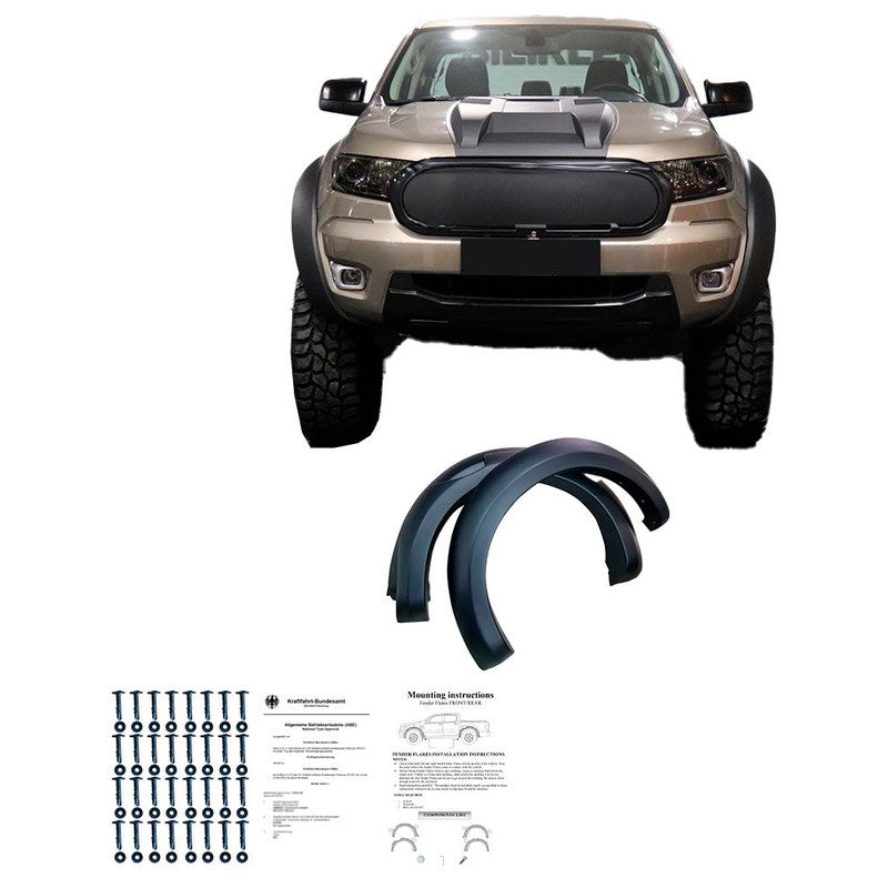 Oneway Satz Kotflügelverbreiterungen passend für Ford Ranger T6/T7/T8 2012-2022 (Jumbo) - Mattschwarz