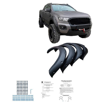 Oneway Satz Kotflügelverbreiterungen passend für Ford Ranger T6/T7/T8 2012-2022 - Mattschwarz
