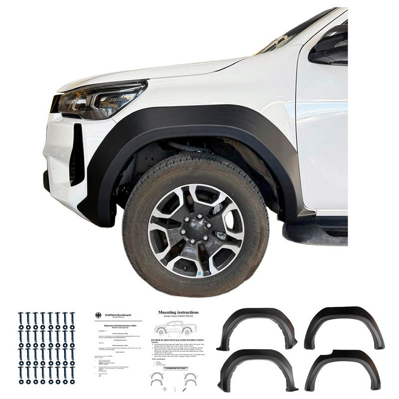 Oneway Satz Kotflügelverbreiterungen passend für Toyota Hilux 8.Gen. Facelift 2020- - Mattschwarz