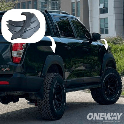 Oneway Satz Kotflügelverbreiterungen passend für SsangYong Musso Grand (Kurzer Radstand) 2018-2020 - Mattschwarz