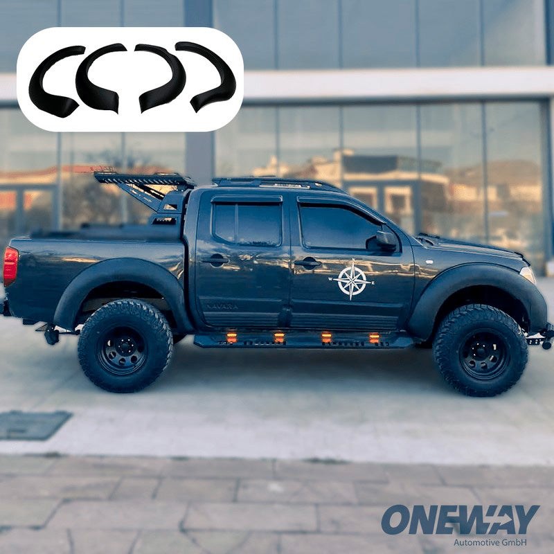 Oneway Satz Kotflügelverbreiterungen passend für Nissan Navara D40 2005-2010 - Mattschwarz
