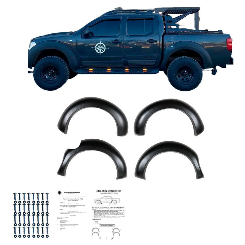 Oneway Satz Kotflügelverbreiterungen passend für Nissan Navara D40 2005-2010 - Mattschwarz