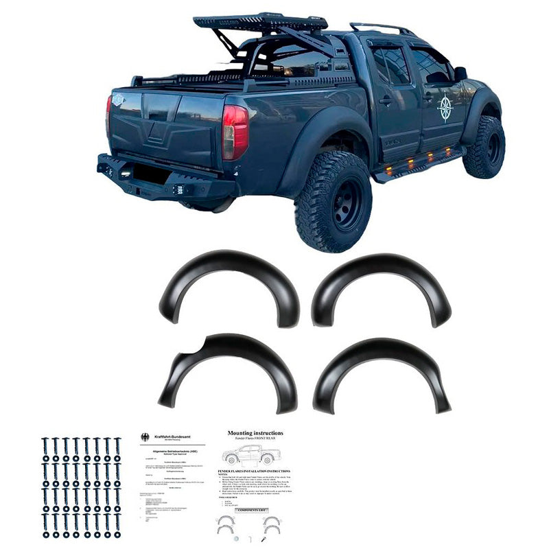 Oneway Satz Kotflügelverbreiterungen passend für Nissan Navara D40 2005-2010 - Mattschwarz