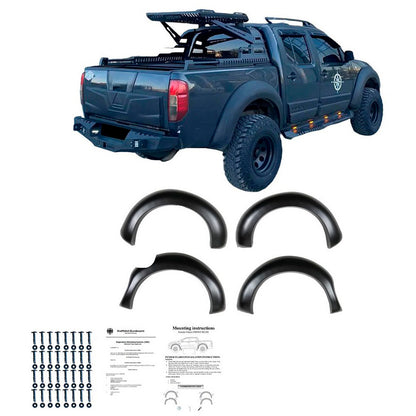 Oneway Satz Kotflügelverbreiterungen passend für Nissan Navara D40 2005-2010 - Mattschwarz