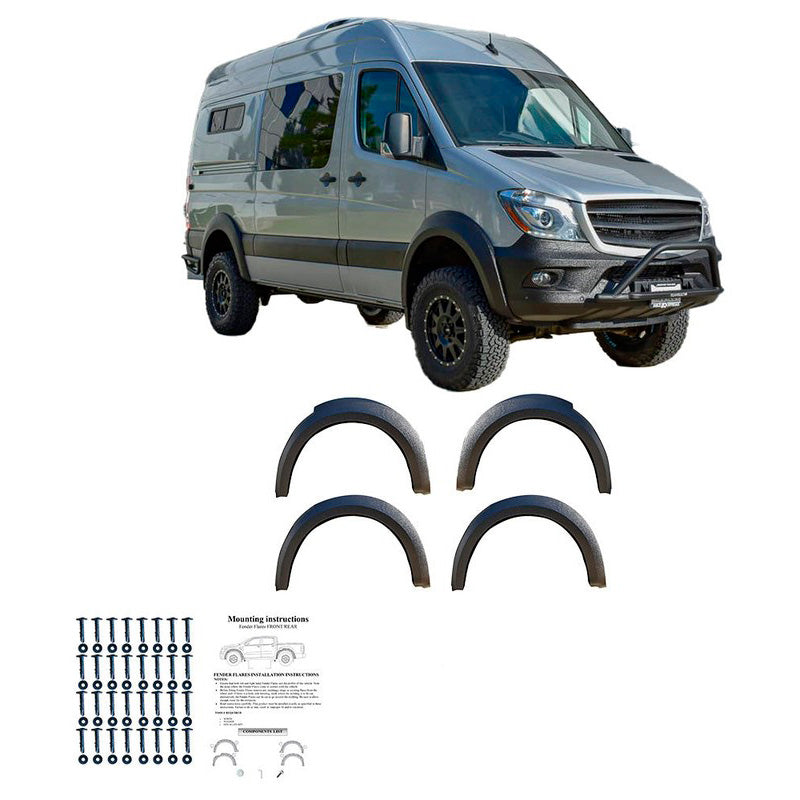 Oneway Satz Kotflügelverbreiterungen passend für Mercedes Sprinter W906 Facelift 2014-2018 - Mattschwarz