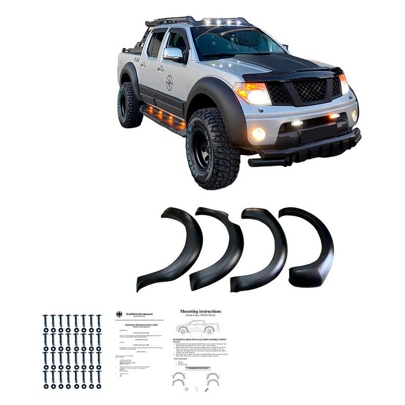 Oneway Satz Kotflügelverbreiterungen passend für Nissan Navara D40 Facelift 2010-2014 - Mattschwarz