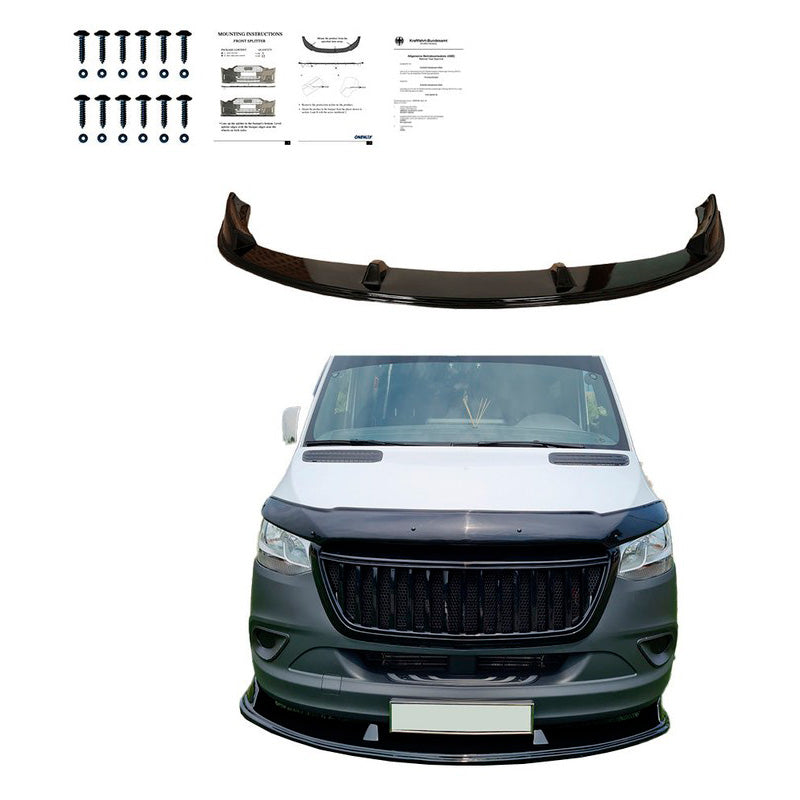 Oneway Frontspoiler passend für Mercedes Sprinter W907 2018- - Schwarz glänzend