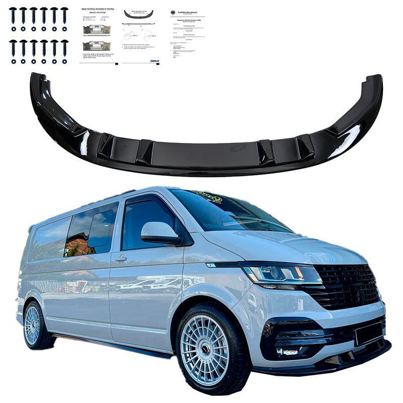 Oneway Frontspoiler passend für Volkswagen Transporter T6.1 2020-2022 - Version 2 - Schwarz glänzend